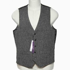 Harris Tweed Wool Herringbone Vest Slim Small